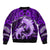 Polynesian Shark Valentine Day Sleeve Zip Bomber Jacket Hibiscus and Tribal Tattoo Purple Style LT03 - Polynesian Pride