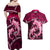 Polynesian Shark Valentine Day Couples Matching Off Shoulder Maxi Dress and Hawaiian Shirt Hibiscus and Tribal Tattoo Pink Style LT03 - Polynesian Pride