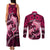 Polynesian Shark Valentine Day Couples Matching Tank Maxi Dress and Long Sleeve Button Shirt Hibiscus and Tribal Tattoo Pink Style LT03 - Polynesian Pride