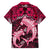 Polynesian Shark Valentine Day Family Matching Long Sleeve Bodycon Dress and Hawaiian Shirt Hibiscus and Tribal Tattoo Pink Style LT03 - Polynesian Pride