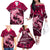 Polynesian Shark Valentine Day Family Matching Off Shoulder Long Sleeve Dress and Hawaiian Shirt Hibiscus and Tribal Tattoo Pink Style LT03 - Polynesian Pride