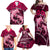 Polynesian Shark Valentine Day Family Matching Off Shoulder Maxi Dress and Hawaiian Shirt Hibiscus and Tribal Tattoo Pink Style LT03 - Polynesian Pride