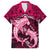 Polynesian Shark Valentine Day Family Matching Off Shoulder Maxi Dress and Hawaiian Shirt Hibiscus and Tribal Tattoo Pink Style LT03 Dad's Shirt - Short Sleeve Pink - Polynesian Pride