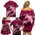 Polynesian Shark Valentine Day Family Matching Off Shoulder Short Dress and Hawaiian Shirt Hibiscus and Tribal Tattoo Pink Style LT03 - Polynesian Pride