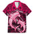 Polynesian Shark Valentine Day Family Matching Short Sleeve Bodycon Dress and Hawaiian Shirt Hibiscus and Tribal Tattoo Pink Style LT03 Dad's Shirt - Short Sleeve Pink - Polynesian Pride