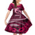 Polynesian Shark Valentine Day Kid Short Sleeve Dress Hibiscus and Tribal Tattoo Pink Style LT03 KID Pink - Polynesian Pride