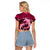 Polynesian Shark Valentine Day Raglan Cropped T Shirt Hibiscus and Tribal Tattoo Pink Style LT03 - Polynesian Pride