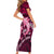 Polynesian Shark Valentine Day Short Sleeve Bodycon Dress Hibiscus and Tribal Tattoo Pink Style LT03 - Polynesian Pride