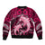 Polynesian Shark Valentine Day Sleeve Zip Bomber Jacket Hibiscus and Tribal Tattoo Pink Style LT03 - Polynesian Pride