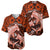 Polynesian Shark Valentine Day Baseball Jersey Hibiscus and Tribal Tattoo Orange Style LT03 - Polynesian Pride