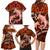 Polynesian Shark Valentine Day Family Matching Long Sleeve Bodycon Dress and Hawaiian Shirt Hibiscus and Tribal Tattoo Orange Style LT03 - Polynesian Pride