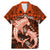 Polynesian Shark Valentine Day Family Matching Mermaid Dress and Hawaiian Shirt Hibiscus and Tribal Tattoo Orange Style LT03 Dad's Shirt - Short Sleeve Orange - Polynesian Pride