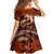 Polynesian Shark Valentine Day Family Matching Short Sleeve Bodycon Dress and Hawaiian Shirt Hibiscus and Tribal Tattoo Orange Style LT03 - Polynesian Pride