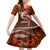 Polynesian Shark Valentine Day Kid Short Sleeve Dress Hibiscus and Tribal Tattoo Orange Style LT03 KID Orange - Polynesian Pride