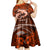 Polynesian Shark Valentine Day Kid Short Sleeve Dress Hibiscus and Tribal Tattoo Orange Style LT03 - Polynesian Pride