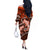 Polynesian Shark Valentine Day Off The Shoulder Long Sleeve Dress Hibiscus and Tribal Tattoo Orange Style LT03 - Polynesian Pride