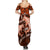 Polynesian Shark Valentine Day Summer Maxi Dress Hibiscus and Tribal Tattoo Orange Style LT03 - Polynesian Pride