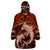 Polynesian Shark Valentine Day Wearable Blanket Hoodie Hibiscus and Tribal Tattoo Orange Style LT03 - Polynesian Pride