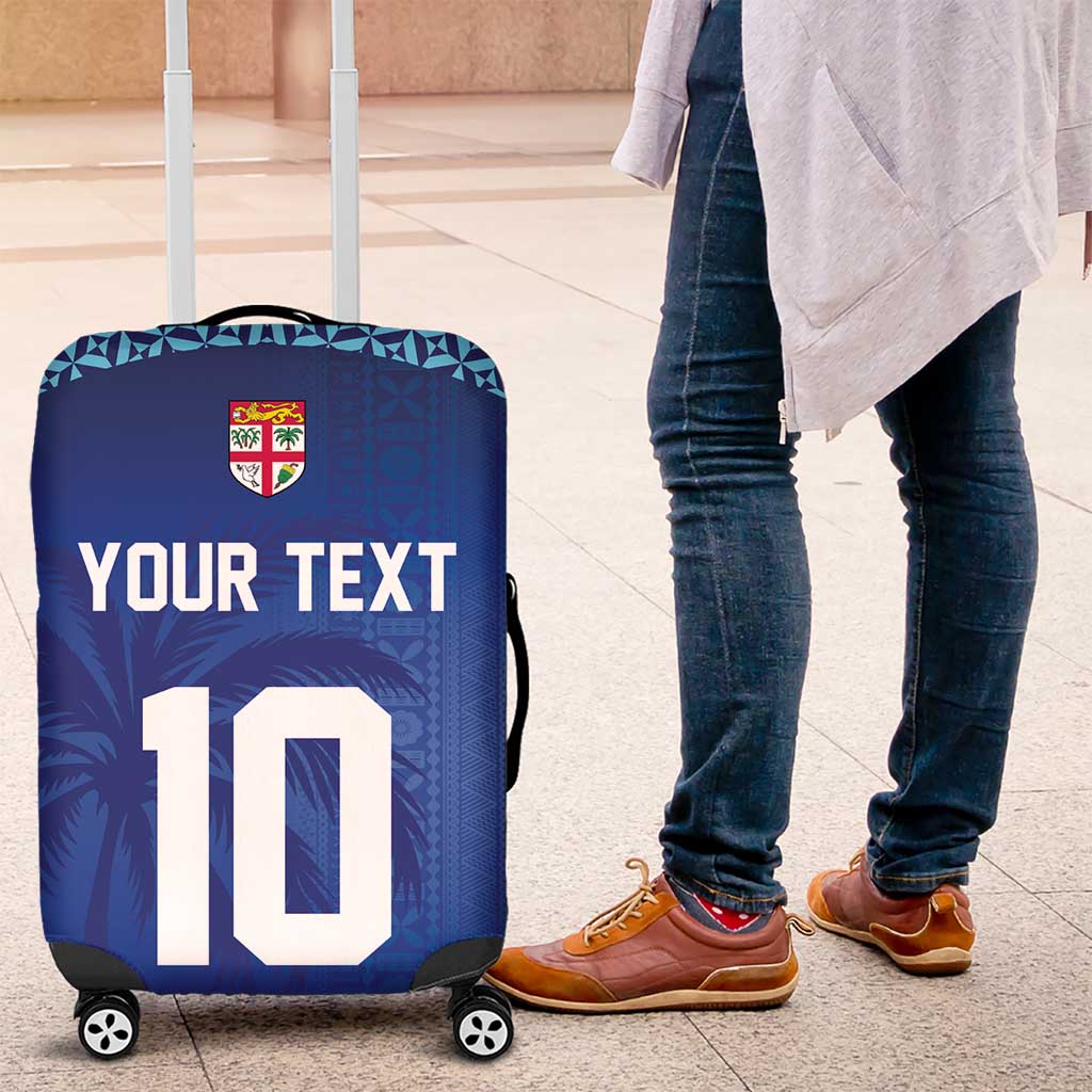 Custom Fiji Football-Towards World Cup 2026 Luggage Cover LT03 Blue - Polynesian Pride