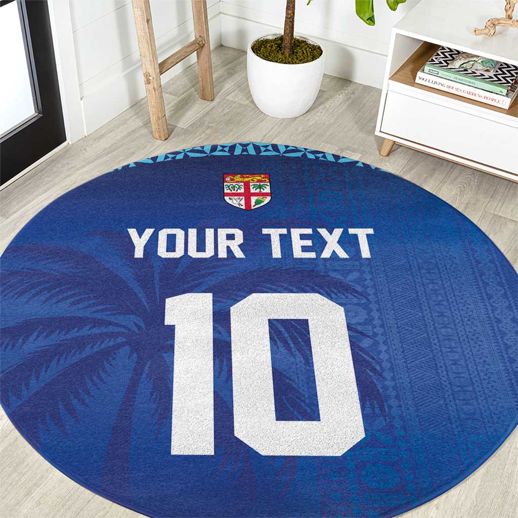 Custom Fiji Football-Towards World Cup 2026 Round Carpet LT03 Blue - Polynesian Pride