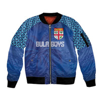 Custom Fiji Football-Towards World Cup 2026 Sleeve Zip Bomber Jacket LT03 Unisex Blue - Polynesian Pride