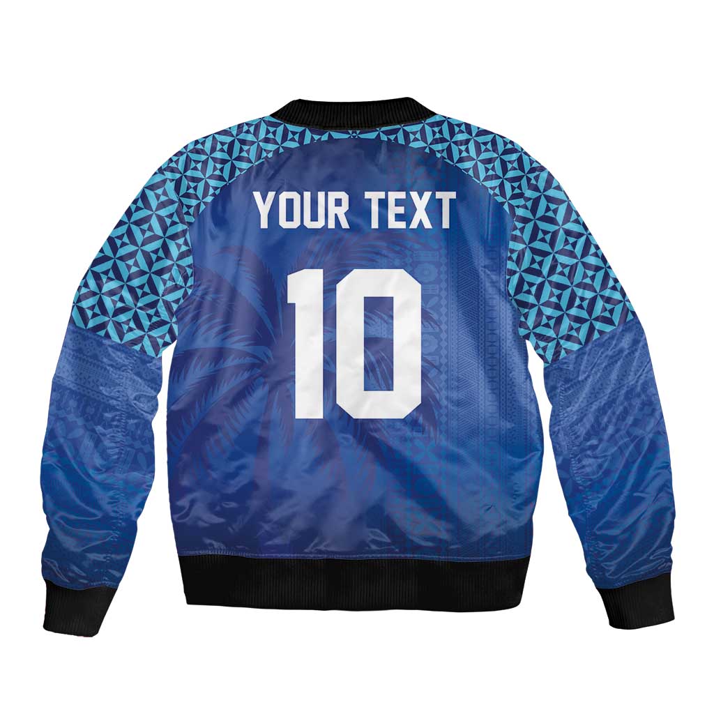 Custom Fiji Football-Towards World Cup 2026 Sleeve Zip Bomber Jacket LT03 - Polynesian Pride