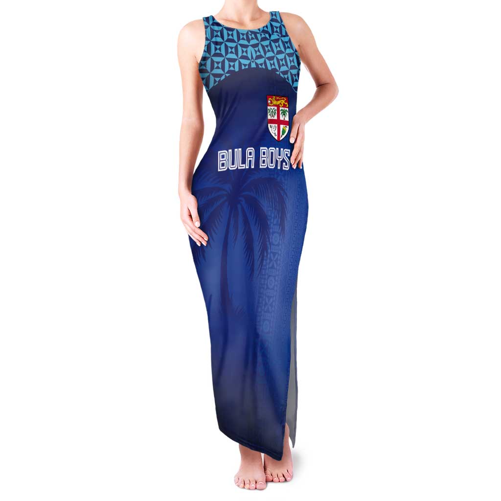 Custom Fiji Football-Towards World Cup 2026 Tank Maxi Dress LT03 Women Blue - Polynesian Pride