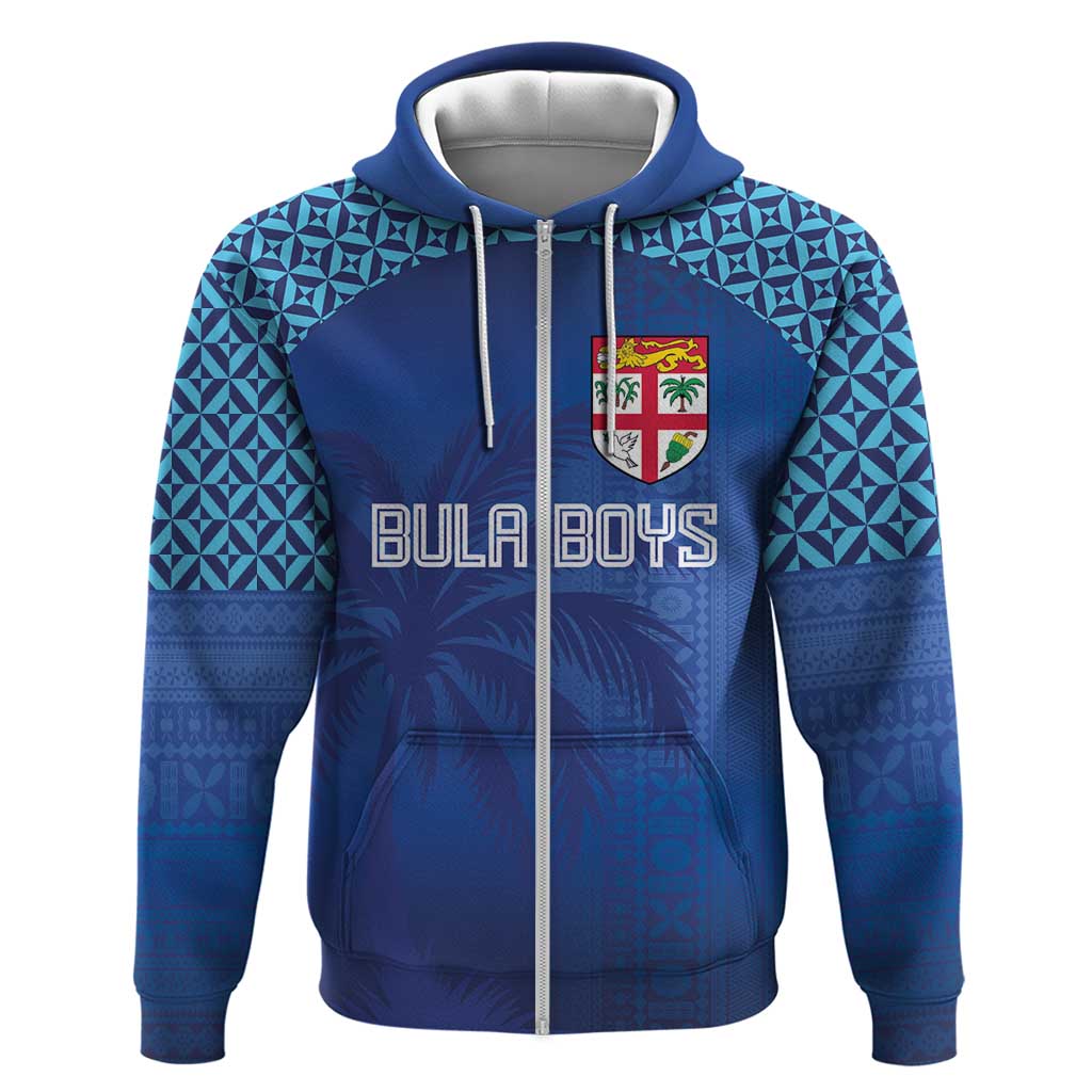 Custom Fiji Football-Towards World Cup 2026 Zip Hoodie LT03 Zip Hoodie Blue - Polynesian Pride