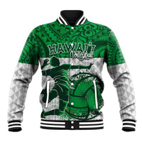 Custom Hawaii Volleyball-Kakau Motif Green Color Baseball Jacket LT03 Unisex Green - Polynesian Pride