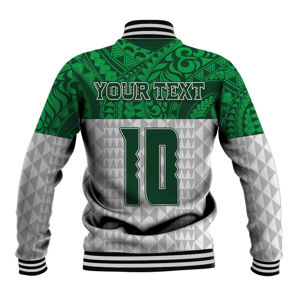Custom Hawaii Volleyball-Kakau Motif Green Color Baseball Jacket LT03 - Polynesian Pride