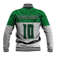 Custom Hawaii Volleyball-Kakau Motif Green Color Baseball Jacket LT03 - Polynesian Pride
