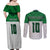 Custom Hawaii Volleyball-Kakau Motif Green Color Couples Matching Off Shoulder Maxi Dress and Long Sleeve Button Shirt