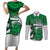 Custom Hawaii Volleyball-Kakau Motif Green Color Couples Matching Short Sleeve Bodycon Dress and Long Sleeve Button Shirt