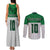 Custom Hawaii Volleyball-Kakau Motif Green Color Couples Matching Tank Maxi Dress and Long Sleeve Button Shirt