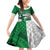 Custom Hawaii Volleyball-Kakau Motif Green Color Family Matching Off Shoulder Short Dress and Hawaiian Shirt