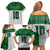 Custom Hawaii Volleyball-Kakau Motif Green Color Family Matching Off Shoulder Short Dress and Hawaiian Shirt