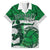 Custom Hawaii Volleyball-Kakau Motif Green Color Family Matching Off Shoulder Short Dress and Hawaiian Shirt