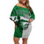 Custom Hawaii Volleyball-Kakau Motif Green Color Family Matching Off Shoulder Short Dress and Hawaiian Shirt