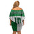 Custom Hawaii Volleyball-Kakau Motif Green Color Family Matching Off Shoulder Short Dress and Hawaiian Shirt