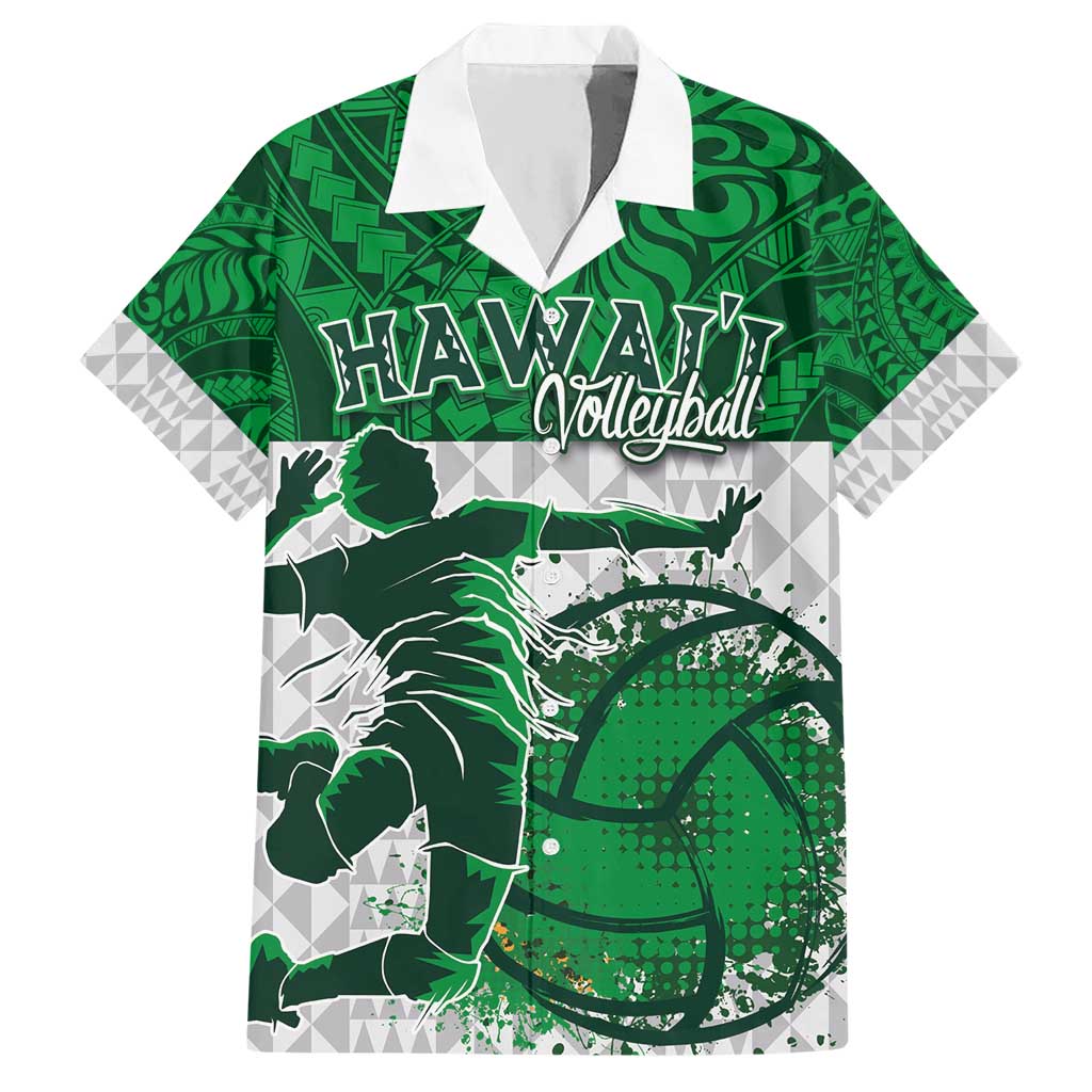 Custom Hawaii Volleyball-Kakau Motif Green Color Hawaiian Shirt LT03 Green - Polynesian Pride