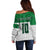 Custom Hawaii Volleyball-Kakau Motif Green Color Off Shoulder Sweater