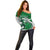 Custom Hawaii Volleyball-Kakau Motif Green Color Off Shoulder Sweater