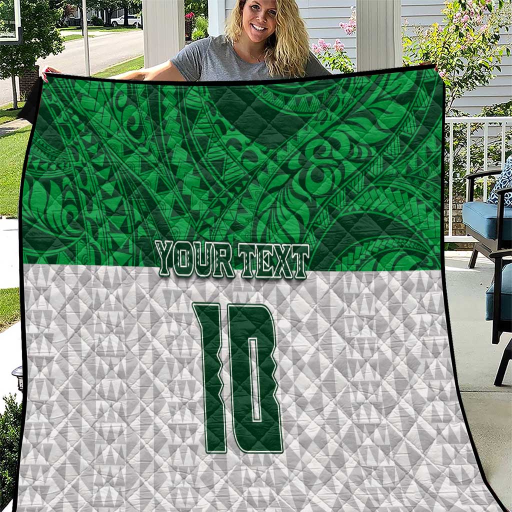 Custom Hawaii Volleyball-Kakau Motif Green Color Quilt LT03 Green - Polynesian Pride