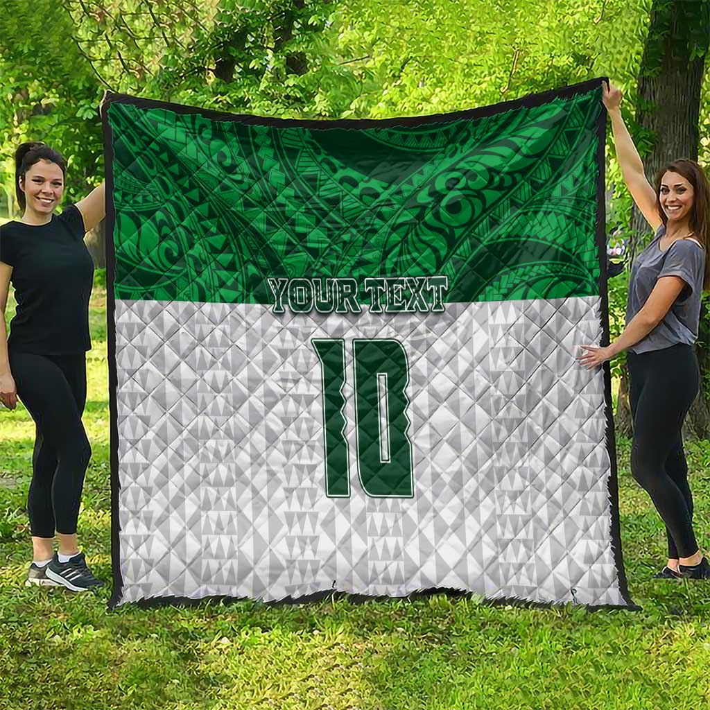 Custom Hawaii Volleyball-Kakau Motif Green Color Quilt LT03 - Polynesian Pride