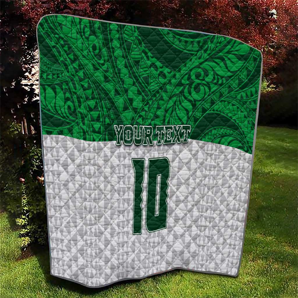 Custom Hawaii Volleyball-Kakau Motif Green Color Quilt LT03 - Polynesian Pride