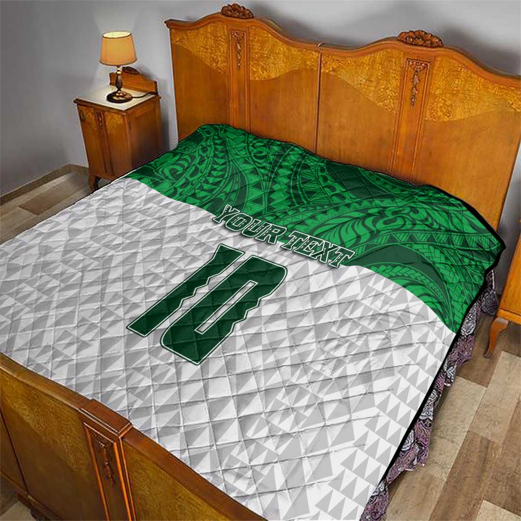 Custom Hawaii Volleyball-Kakau Motif Green Color Quilt LT03 - Polynesian Pride
