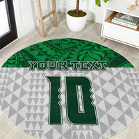 Custom Hawaii Volleyball-Kakau Motif Green Color Round Carpet LT03 Green - Polynesian Pride