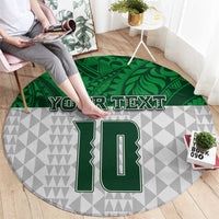 Custom Hawaii Volleyball-Kakau Motif Green Color Round Carpet LT03 - Polynesian Pride