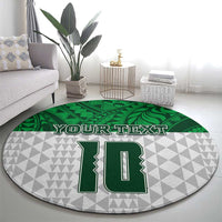 Custom Hawaii Volleyball-Kakau Motif Green Color Round Carpet LT03 - Polynesian Pride