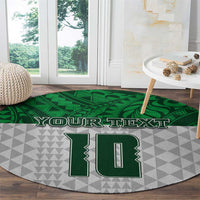 Custom Hawaii Volleyball-Kakau Motif Green Color Round Carpet LT03 - Polynesian Pride